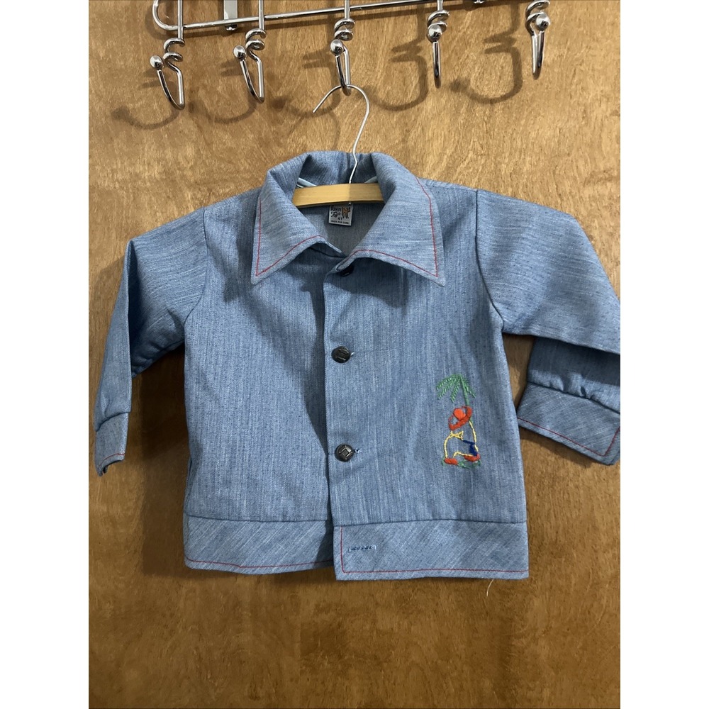 Vintage Fawn Togs Denim Lightweight Coat Button Up 4T Toddler Southwest